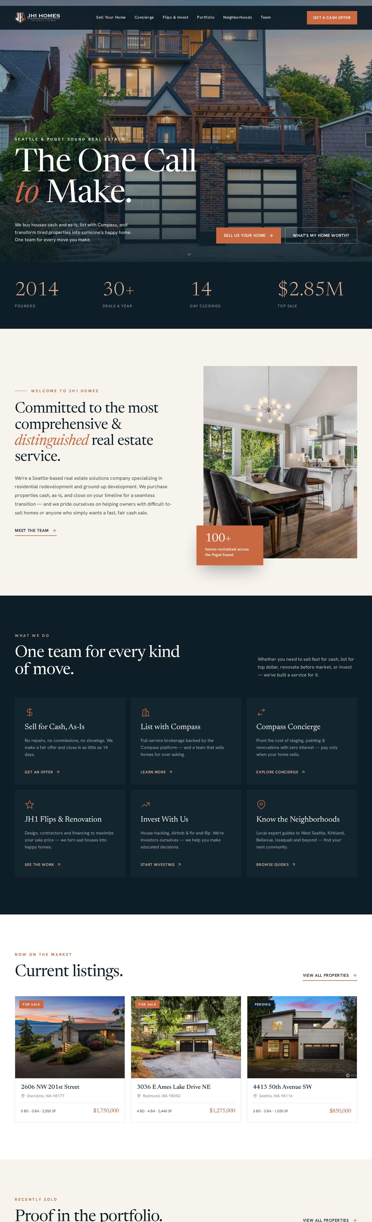 JH1 Homes Seattle real estate website