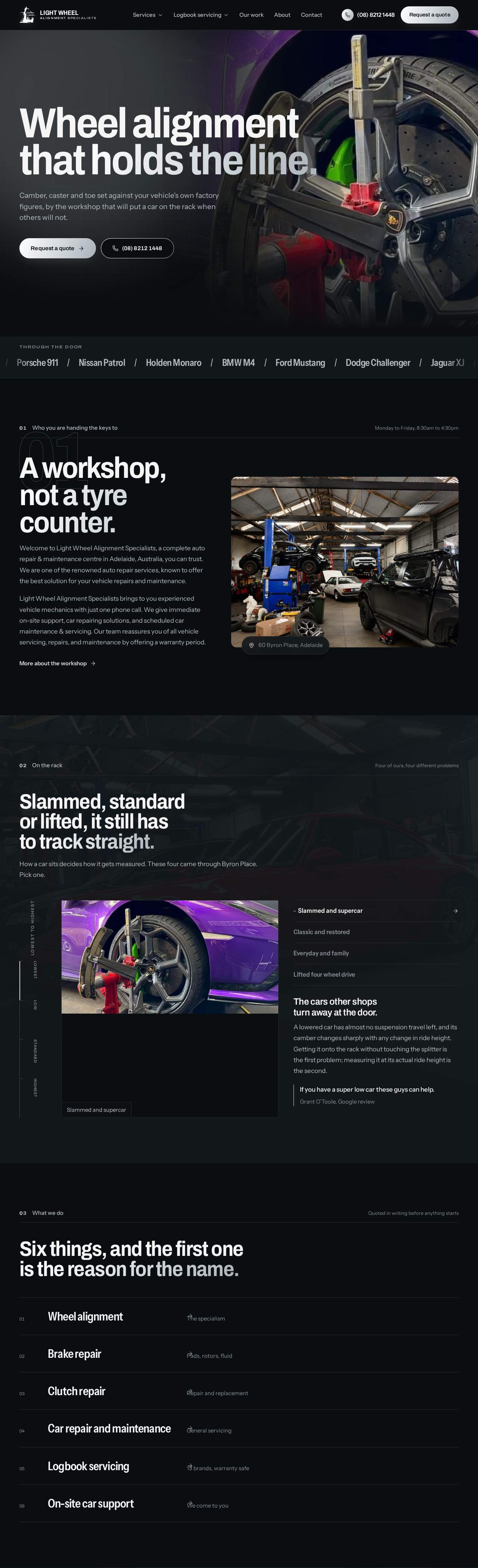 Light Wheel Alignment website home page, built by All True Systems